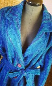Gorgeous Ocean Blues Mohair Coat Circa late 1970's
